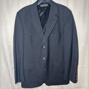 Vintage Brooks Brothers Gray Pin Stripe Pure Wool Sport Coat Blazer 43L